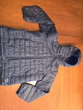 Kids Navy Hooded Puffer Jacket Medium